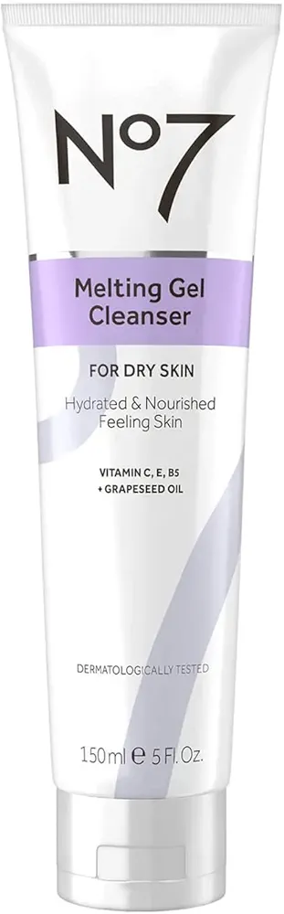 No7 Melting Gel Cleanser - Makeup Remover Balm with Vitamin C + Vitamin E - Hydrating Facial Cleanser for Dry Skin - Skin Balancing Milky Cleansing Balm (150 ml)