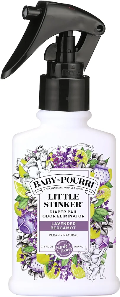 Baby-Pourri Little Stinker Diaper Pail Odor Freshener Spray, 3.4 Fl Oz - Lavender, Bergamot, Eucalyptus and Vanilla