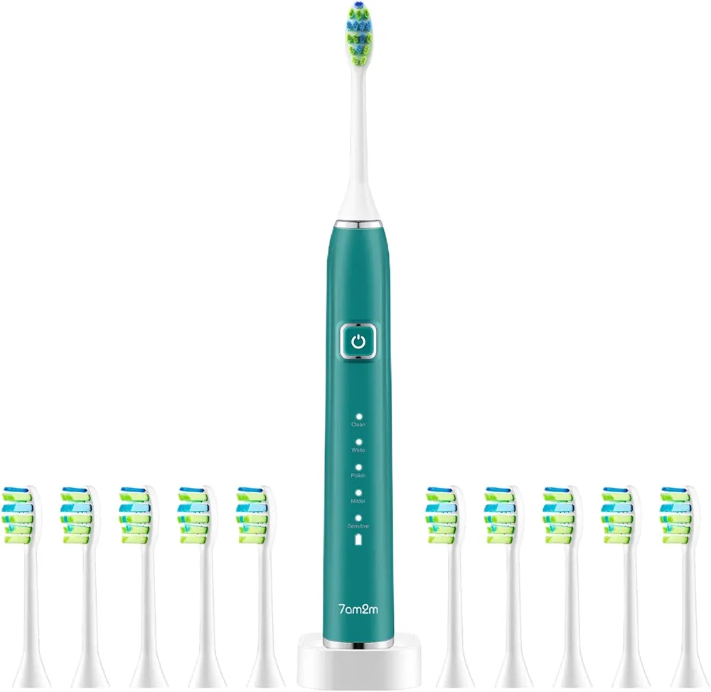 7AM2M rechargeable Sonic Electric Toothbrush AM100 Package with 10 Brush Heads