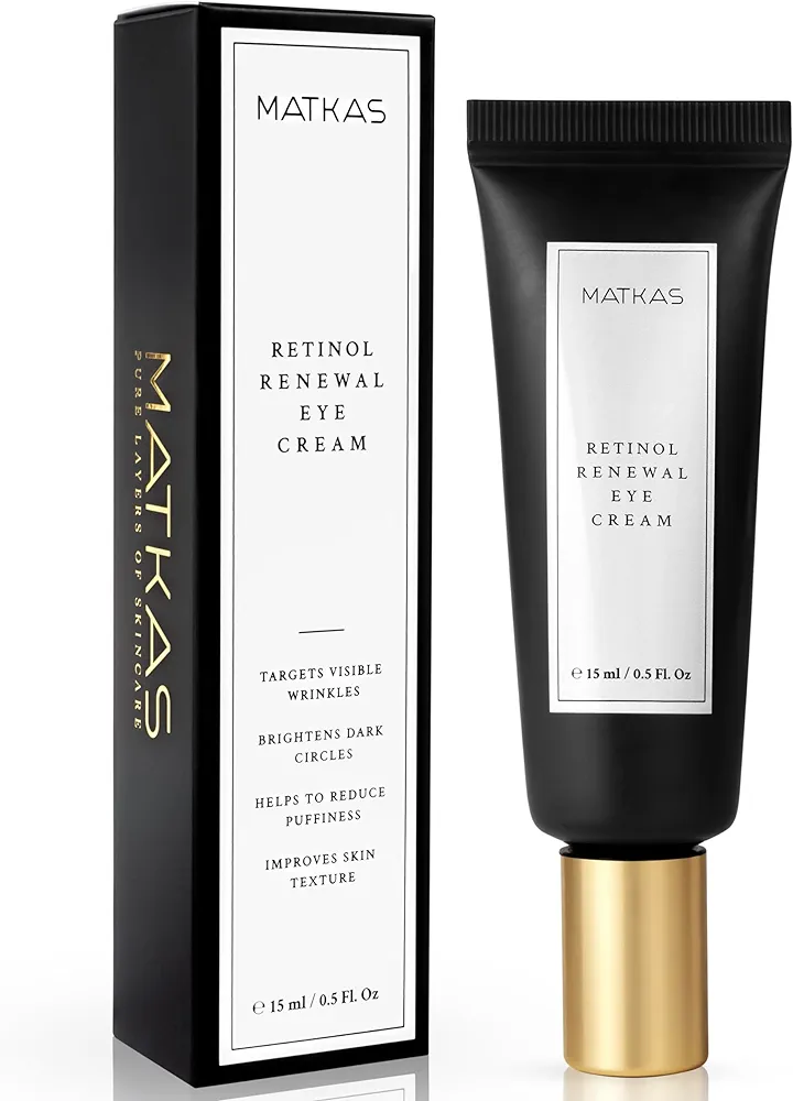 MATKAS Korean Retinol Eye Cream for Dark Circles and Puffiness, Wrinkles, Fine Lines, Night Under Eye Cream Anti Aging - Niacinamide, Turmeric Root, 6 Types of Ceramides, Hyaluronic Acid