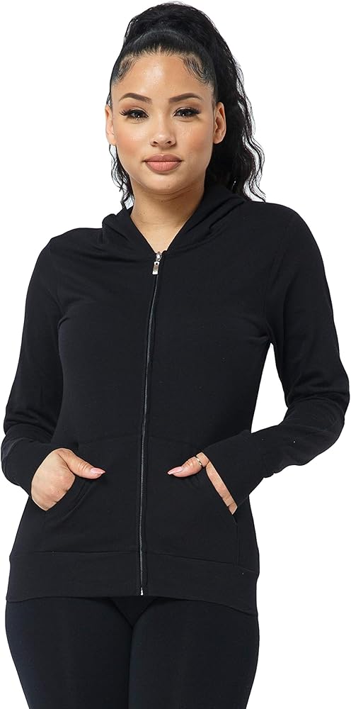 Women’s Hoodie Jacket – Slim Fit Lightweight Hooded Sweatshirt Casual Zip Up Long Sleeve Workout Active Top