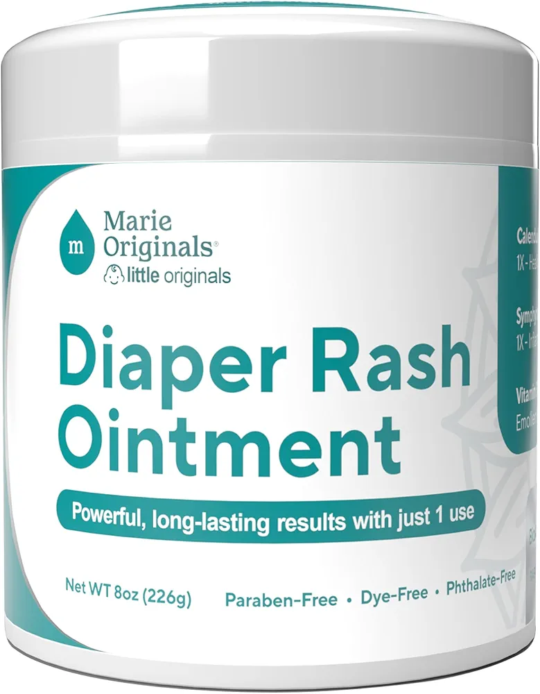 Marie Originals Diaper Rash Ointment - baby diaper rash ointment for new born baby - Soothes and Moisturizes Dry Cracked Skin - Diaper rash ointment for baby w/Calendula, Comfrey and Vitamin E - 8 oz