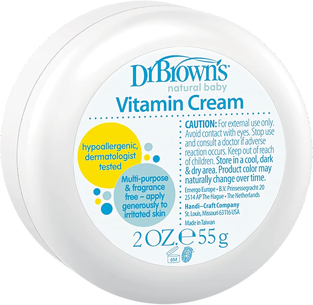 Dr. Brown's All Natural Multipurpose, Fragrance-Free, Hypoallergenic Vitamin Baby Cream, 2oz/55g