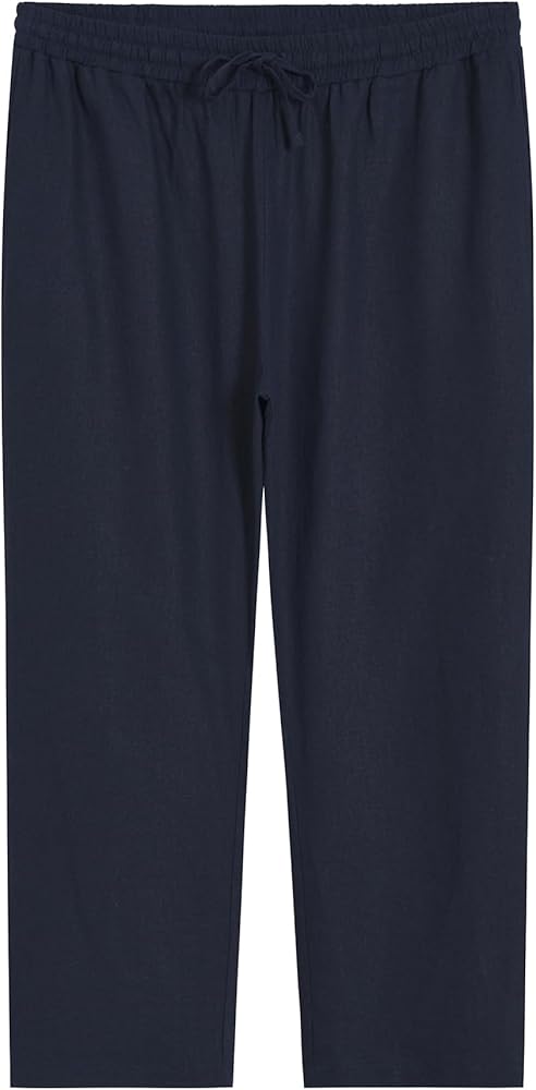 Weintee Women's Plus Size Petite Linen Pants with Pockets