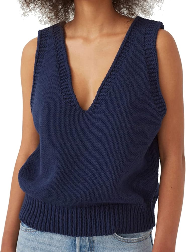 Locachy Women's V Neck Sleeveless Knit Pullover Sweater Vest Casual Cami Tank Top