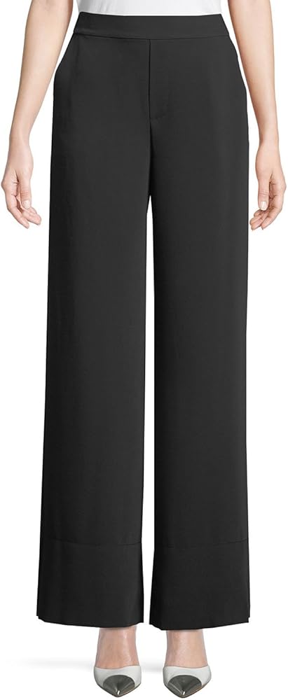 Rachel Roy Womens Crepe Casual Wide Leg Pants, Black, 6 Long