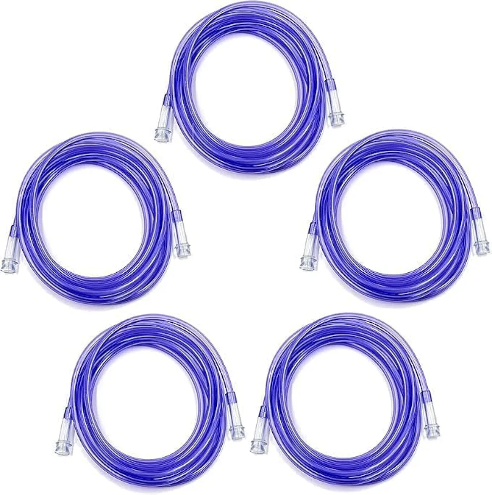 5pk 25Ft Oxygen Supply Tubing, Crush Resistant, Standard Connectors for Nasal Cannulas, Cannula Nasal Tubing, Oxygen Concentrator - Purple