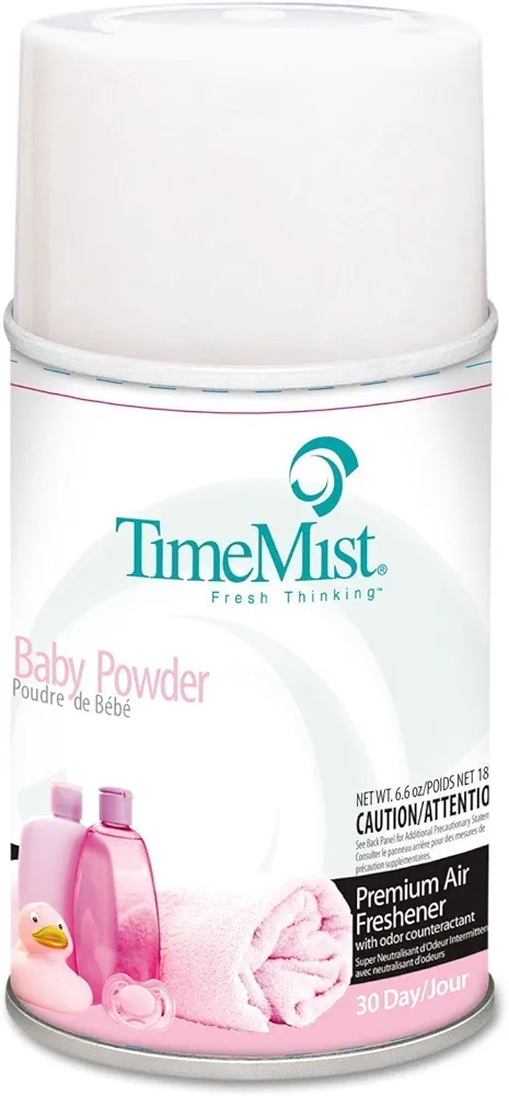 TimeMist Metered Air Freshener Refills, Baby Powder, 6.6 oz - twelve 6.6 oz aerosol cans per case.