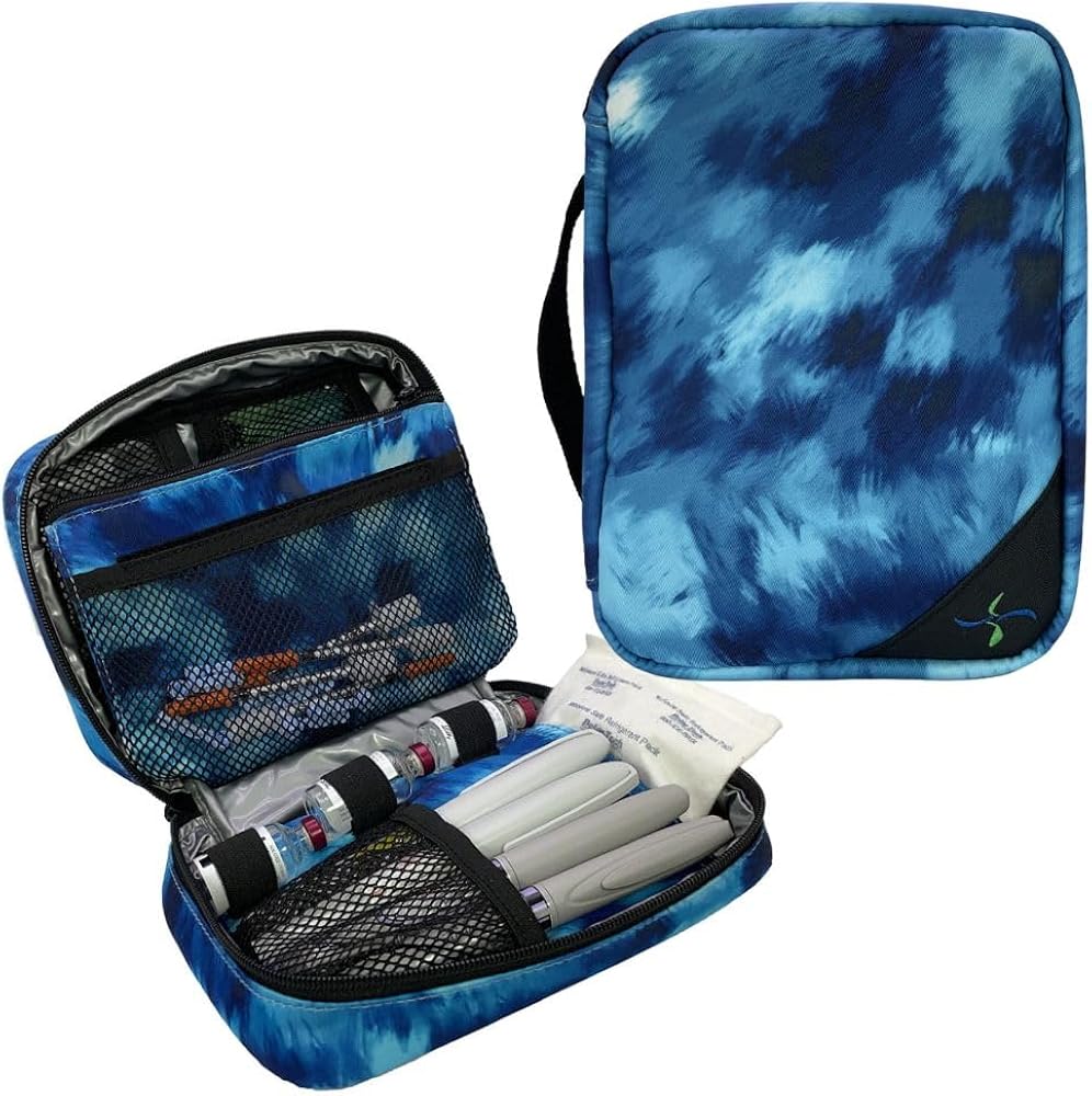 Sugar Medical Insulated Diabetes Organizer | Diabetes Supply Case | Diabetic Care Products | Diabetic Supplies Travel Case | Insulin Pen Case | Glucose Meter Case | Diabetic Bag for Supplies (Waves)