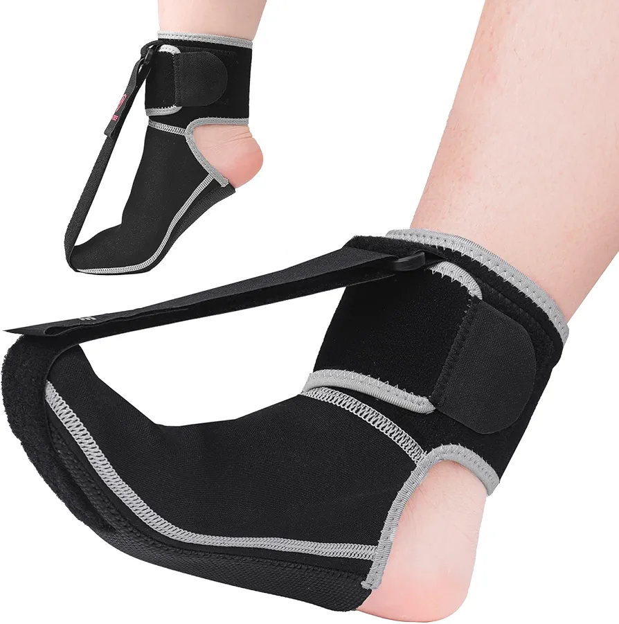 Plantar Fasciitis Night Splint Socks, Adjustable Plantar Fasciitis Brace for Foot Drop, Achilles Tendonitis, Heel Spur, Pain Relief, Black(Medium)