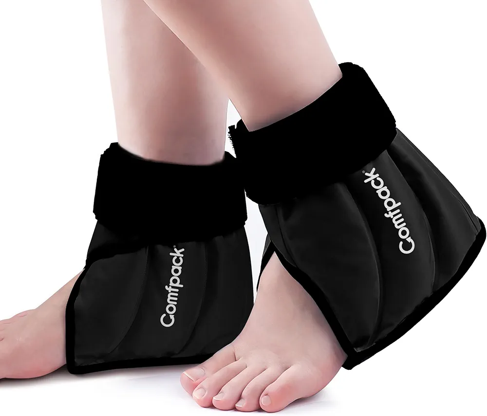 Ankle Ice Pack Wrap Heel Ice Pack for Pain Relief, Hot Cold Therapy Foot Ice Pack Wrap for Plantar Fasciitis, Achilles Tendonitis, Sprain, Swelling, Heel Spur, 2Packs