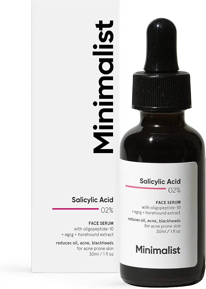 Minimalist 2% Salicylic Acid Serum For Acne, Blackhead & Open Pores | Reduces Excess Oil & Bumpy Texture | BHA Liquid Exfoliant for Acne Prone & Oily Skin | For Women & Men | 1 Fl Oz/30ml