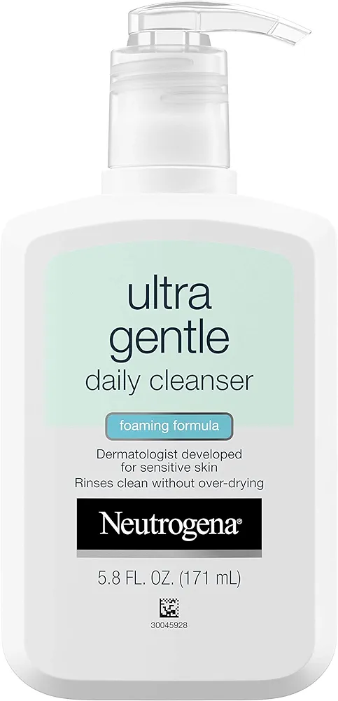 Neutrogena Ultra Gentle Foaming Facial Cleanser, Hydrating Face Wash for Sensitive Skin, Gently Cleanses Face Without Over Drying, Oil-Free, Soap-Free, 5.8 fl. oz