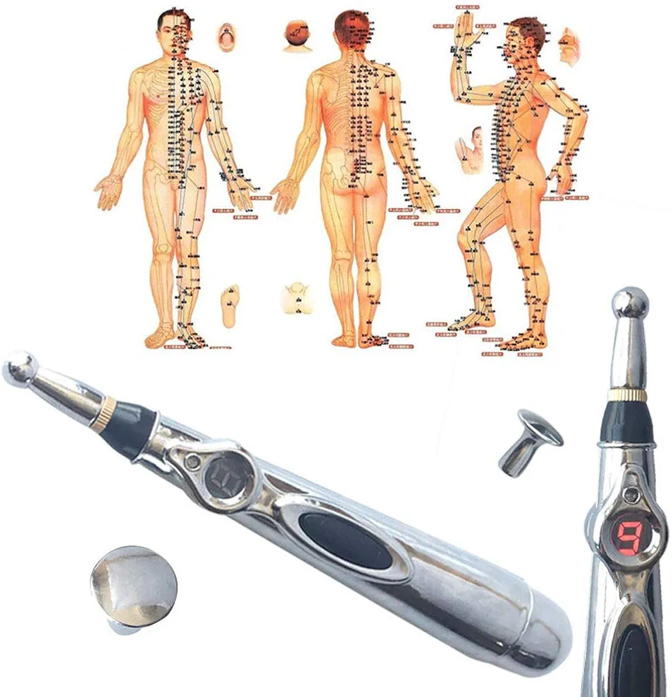 Laser Acupuncture Pen, 9 Speed Moxibustion Acupoint Massage, 3 Health Care (Without AA Battery)