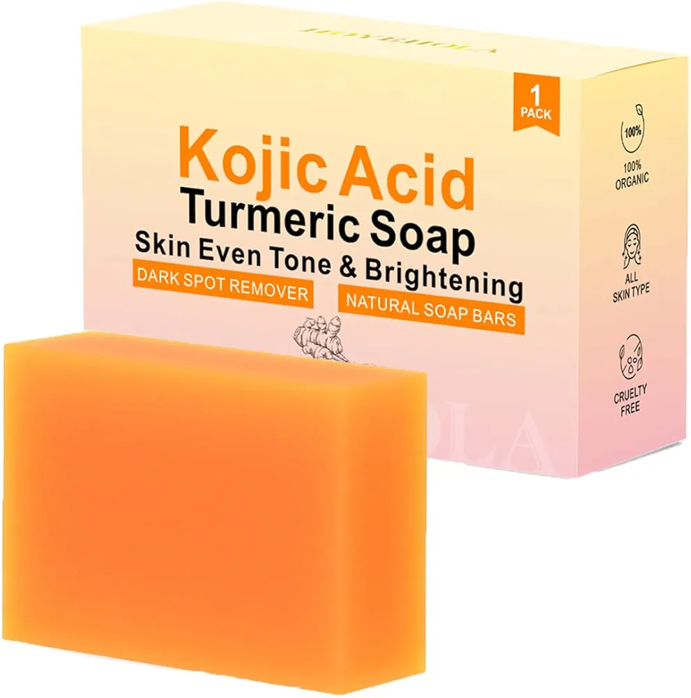 Kojic Acid Turmeric Soap Bar - Dark Spot Remover for Face Even Skin Tone, Moisturizing & Nourishing Natural Ingredients