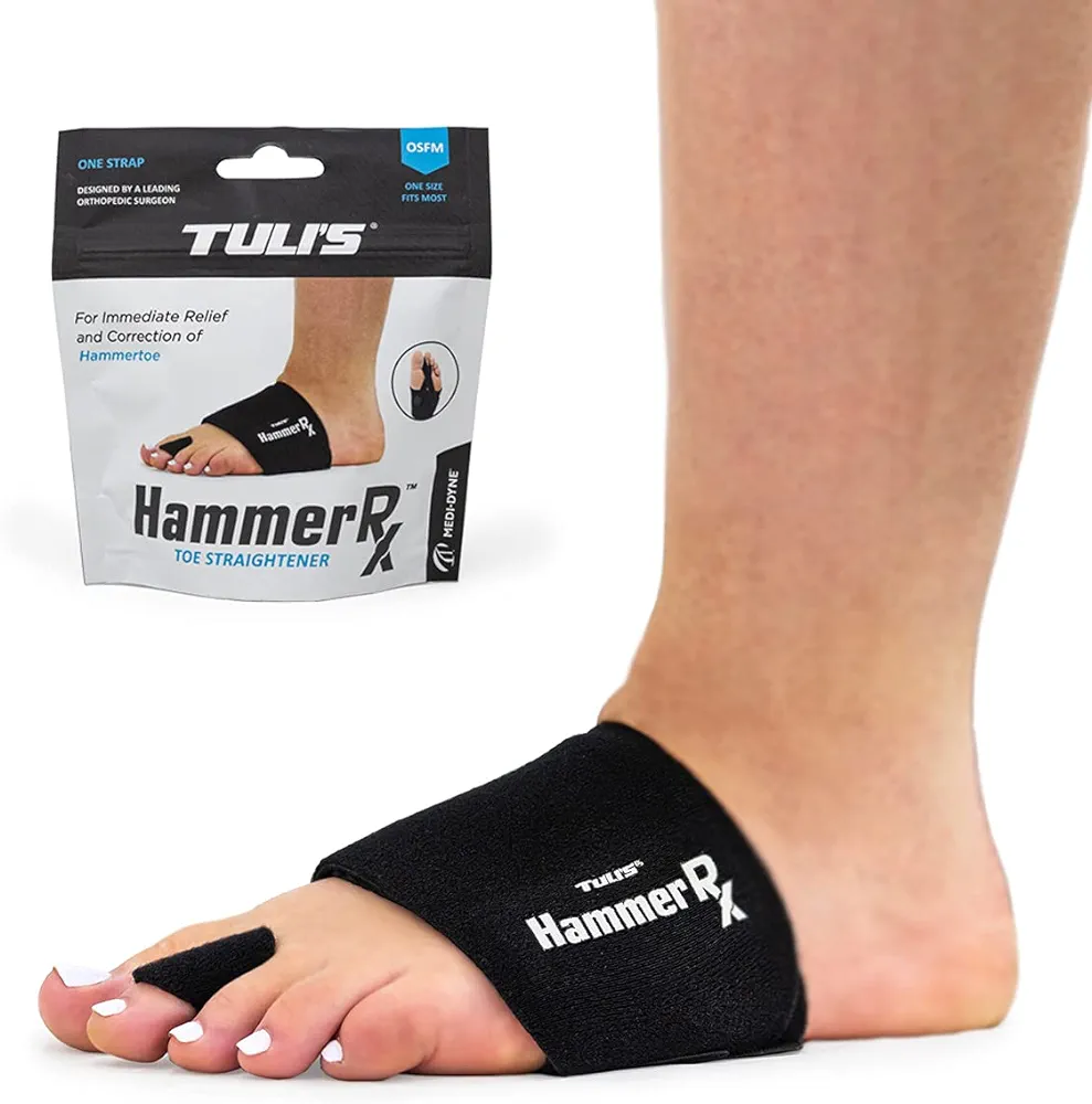 Tuli's HammerRx Pair, Adjustable Hammertoe Straightener and Corrector for Proper Toe Alignment and Pain Relief, One Size Fits All