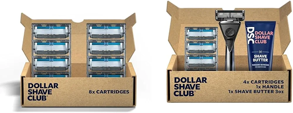 Dollar Shave Club 8 Count 6 Blade Razor Refills and Heavy Metal Shave Kit with 6 Blade Razors and Shave Butter