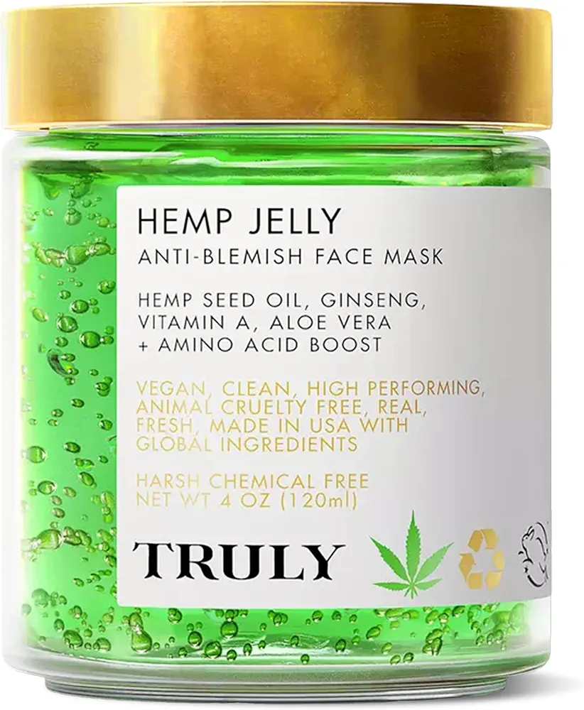 Truly Beauty Jelly Anti-Acne Face Mask with Vitamin A, and Aloe Vera - Face Masks Skincare Acne for Minimizing Pores, Clarifying Blemishes and Improve Skin - 4 Fl. Oz