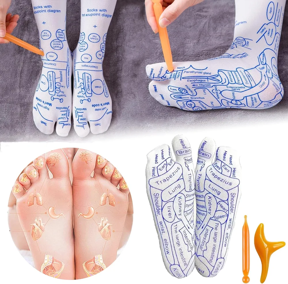 Acupressure Reflexology Socks with Trigger Point Massage Tool, Reflexology Foot Massage Socks for Women and Men, Foot Reflexology Socks with Massage Tools for Foot Pain Relief at Home (1 Pair, Men)