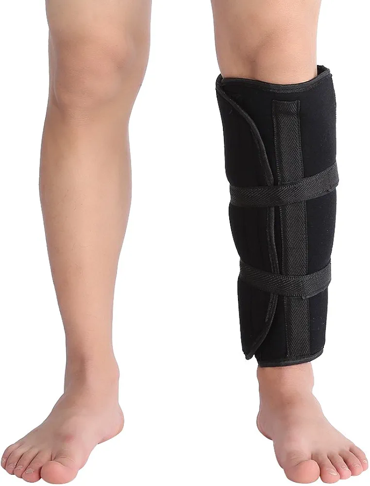 Calf Brace - Adjustable Shin Splint Support - Lower Leg Compression Wrap Increases Circulation, Reduces Muscle Swelling - Calf Sleeve for Men and Women - Pain Relief (Black)