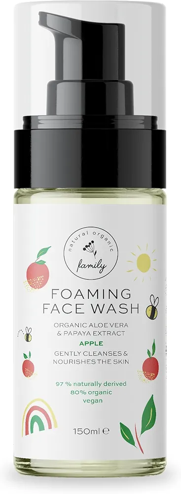 Kids Organic Foaming Face Wash - Natural Skincare for Teen Girls 10-12 - Hydrating Exfoliating & Non Toxic Moisturizer Soap for Tweens & Preteens