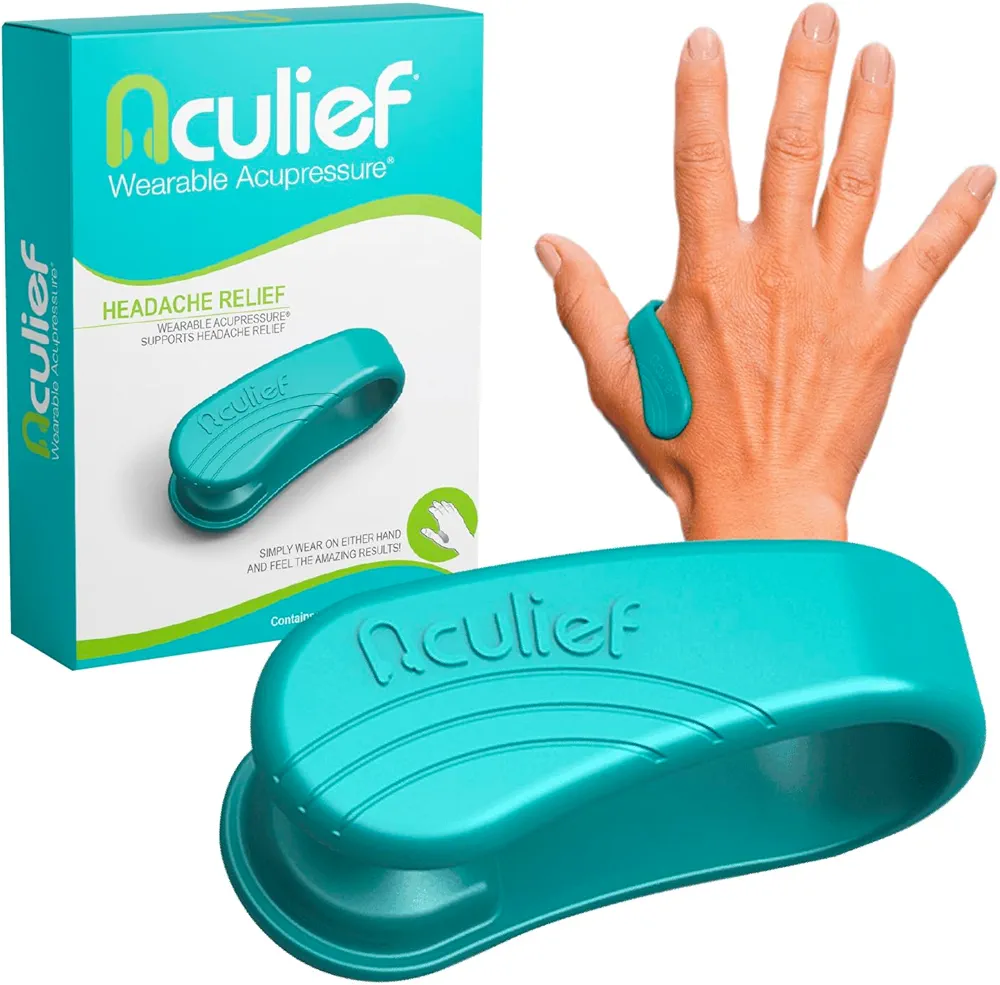 Aculief - Award Winning Natural Headache, Migraine, Tension Relief Wearable – Supporting Acupressure Relaxation, Stress Alleviation, Tension Relief and Headache Relief - 1 Pack (Regular, Teal)