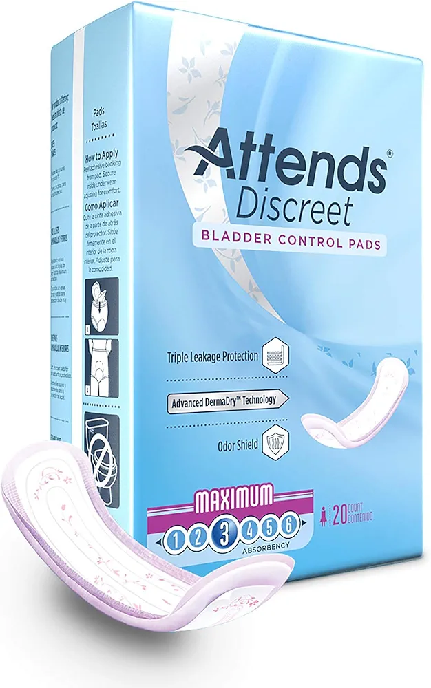 ADPMAX - Attends Discreet Women's Maximum Pads, 20 Count (x10)