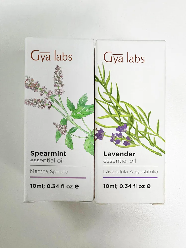 Spearmint Essential Oil for Diffuser & Lavender Essential Oil for Diffuser Set - 100% Natural Aromatherapy Grade Essential Oils Set - 2x0.34 fl oz - Gya Labs