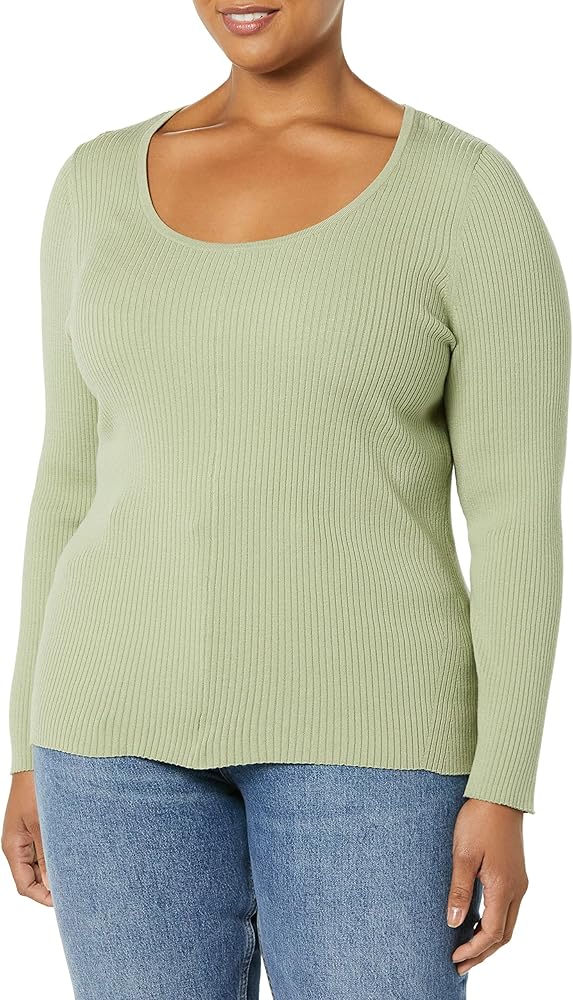 Amazon Essentials Women's Fine Gauge Stretch Scoop Neck Long-Sleeve Sweater (Available in Plus Size)