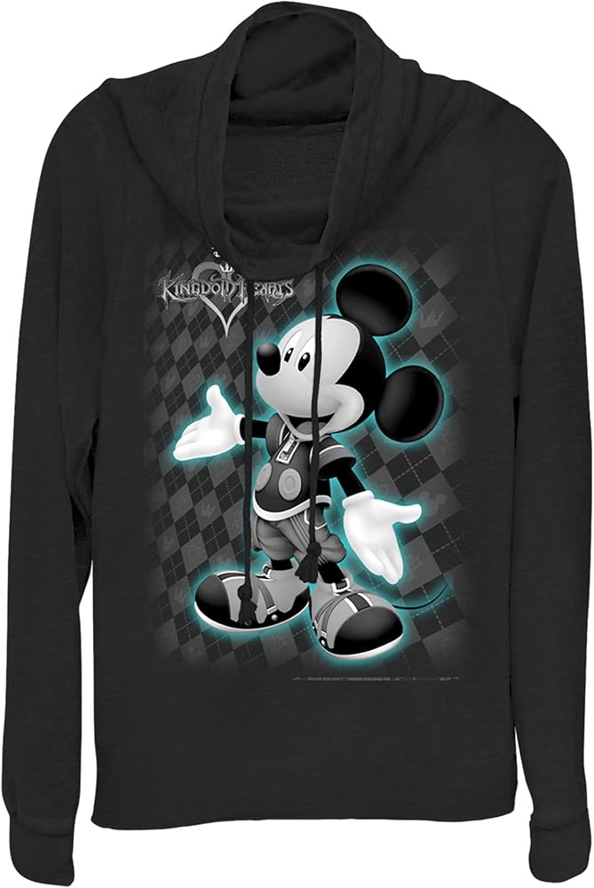 Disney Kingdom Mickey Hearts Women's Cowl Neck Long Sleeve Knit Top