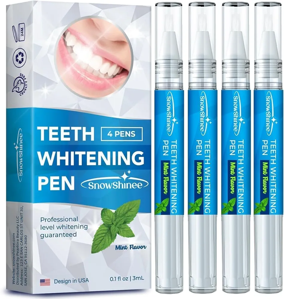 Teeth Whitening Pen Gel: 4 Pcs Tooth White Gel for a Beautiful Smile Night and Day - Advanced Whitener Refill - Instant Stain Remover, Easy for Sensitive Teeth Care 50+ Uses