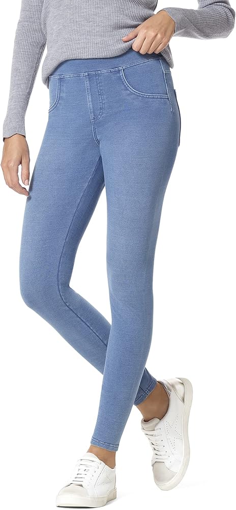 HUE Women's Super Soft Stretch High Rise Denim Leggings, No Side Seams