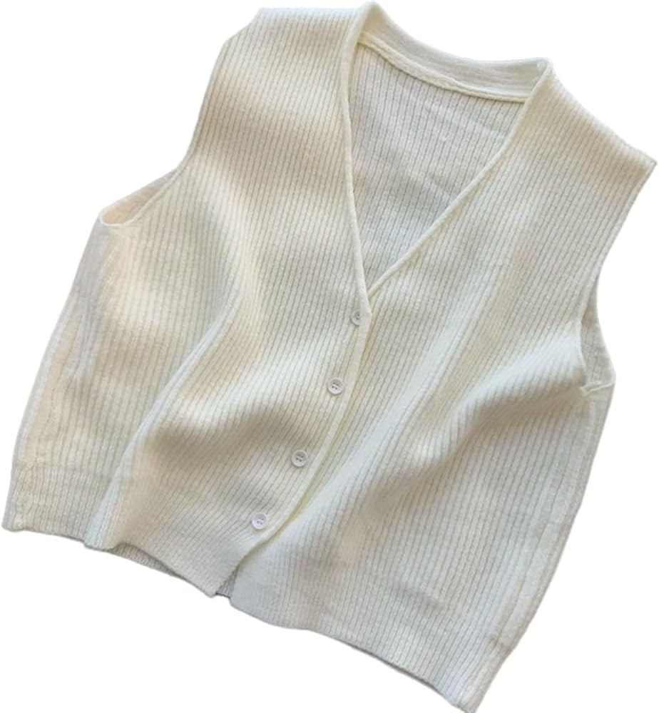 Beralst Women's Button Front V Neck Sleeveless Knit Sweater Vest