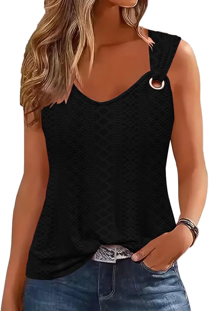 ETCYY Tank Tops for Women 2024 Trendy Summer Tops V Neck Sleeveless T Shirts Spring Clothes Casual Loose Blouses