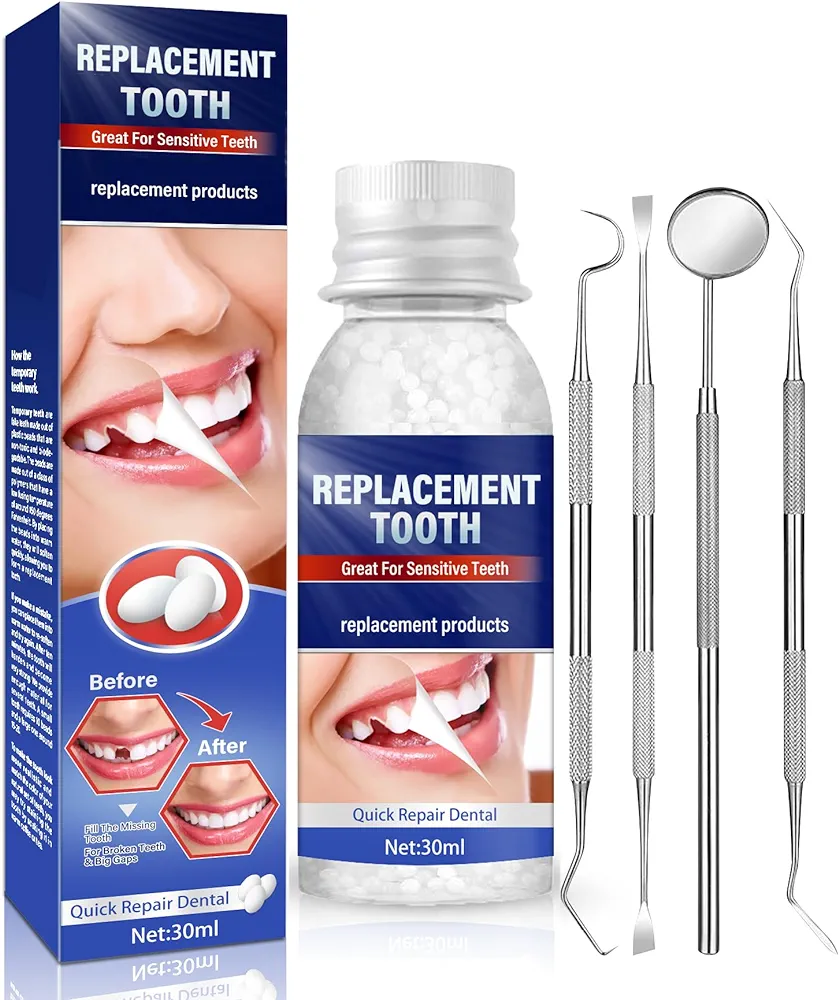 Tooth Repair Kit, Moldable Dental Care Kit, Tooth Filling Repair Kit with 4 Dental Tools-Fixing The Missing and Broken Replacements