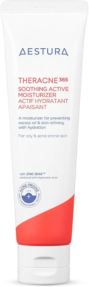 AESTURA THERACNE365 Soothing Active Moisturizer for Acne-Prone Skin | Oil Balance Control with Zinc, BHA, Moisturizing with Hyluronic Acid, Non-comedogenic, 2.02 Fl Oz