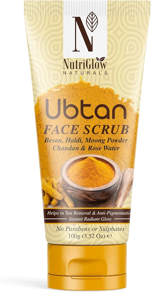 Nutriglow Natural’s Ubtan Face & Body Scrub with Besan, Moong Powder for Tan Removal, 100g