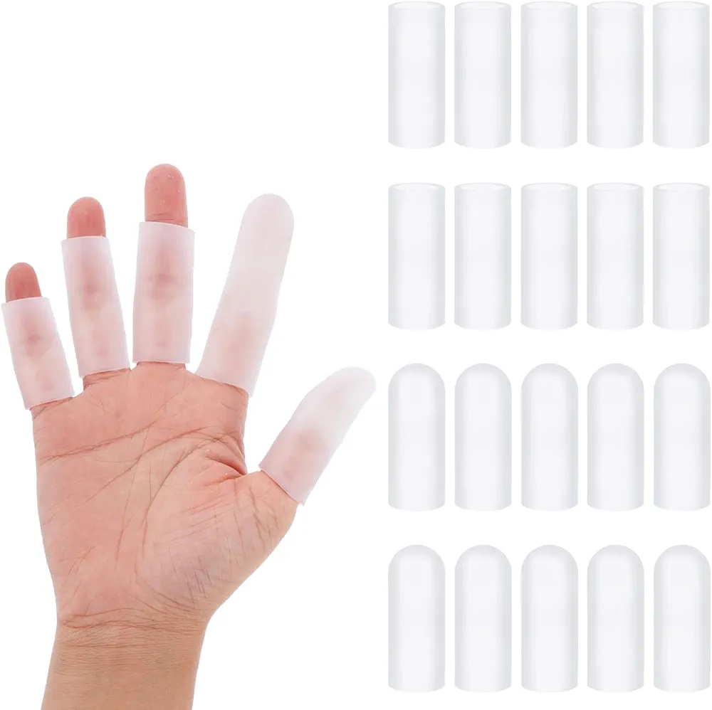 20 Pcs Gel Finger Cots, Silicone Finger Protectors Thumb Protector Covers for Hand Eczema Finger Arthritis, Trigger Finger Pain Silicone Finger Sleeve Cushions