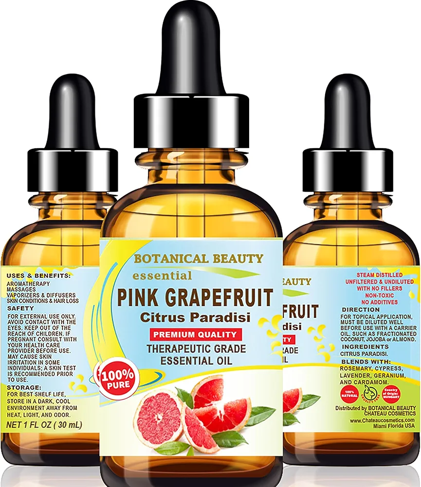 Grapefruit Essential Oil 100% Pure Natural Undiluted Therapeutic Grade Essential Oil 2 Fl.oz.- 60 ml for Aromatherapy, Soaps, Candles, Diffusers & Reed Diffusers by Botanical Beauty