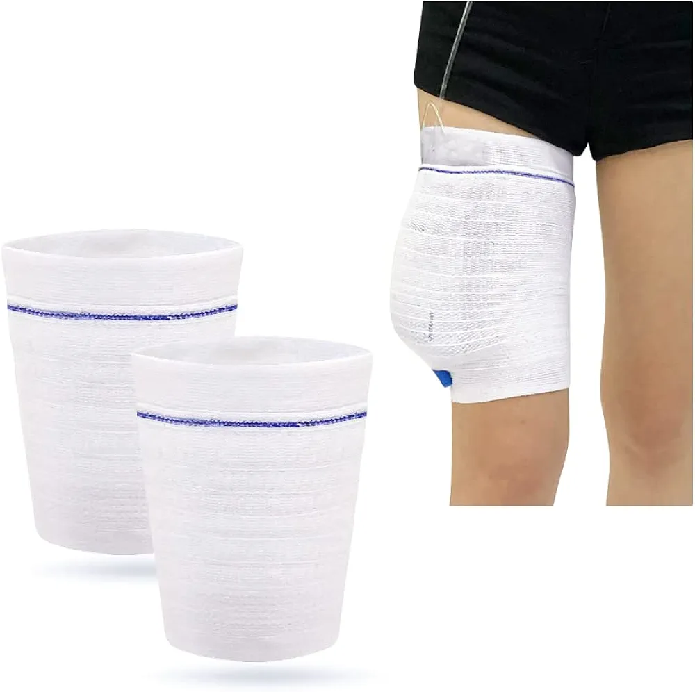 Catheter Leg Bag Holder covers cath secure Nephrostomy Tube Stabilization Device Urinary Drainage Sleeves Urine Sleeves Urine Incontinence Supplies Drain Straps Holders Washable 2pcs (M)