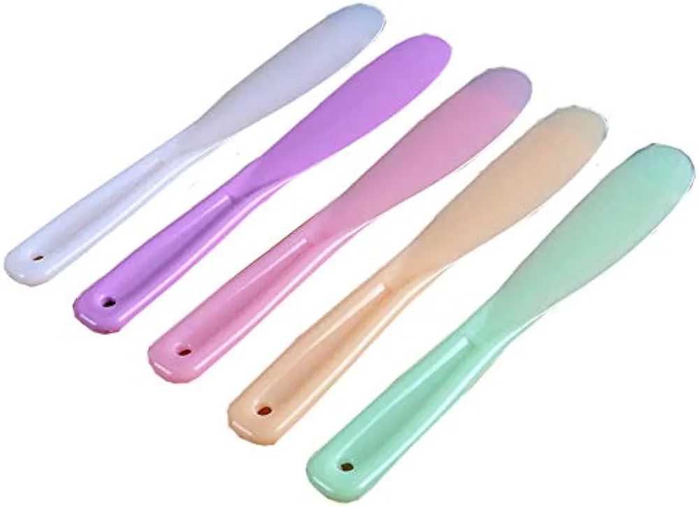 6Pcs Large Plastic Cosmetic Spatula Candy Color Reusable Cosmetic Mask Mixing Spoon Scoops Spatulas Stick Applicator Beauty Spa Makeup Tools for Facial Skin Care DIY Mask Mixing and Sampling Tool,