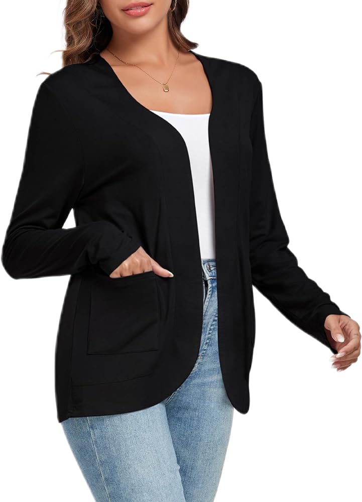 TownCat Women’s Lightweight Cardigan with Pockets Long Sleeve Open Front Cardigan for Women