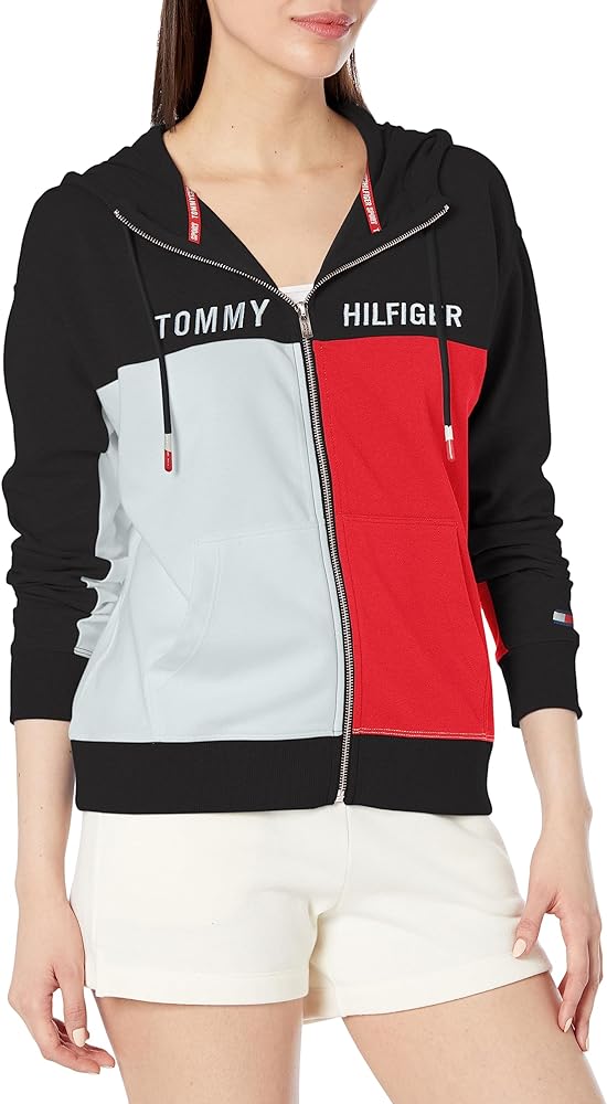 Tommy Hilfiger Women's Soft & Comfortable Fleece Colorblocked Full Zip Hoodie