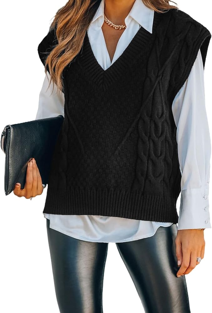 Dokotoo Sweater Vest Women Knitted V Neck Oversized Sweaters Sleeveless Knitwear Tank Tops