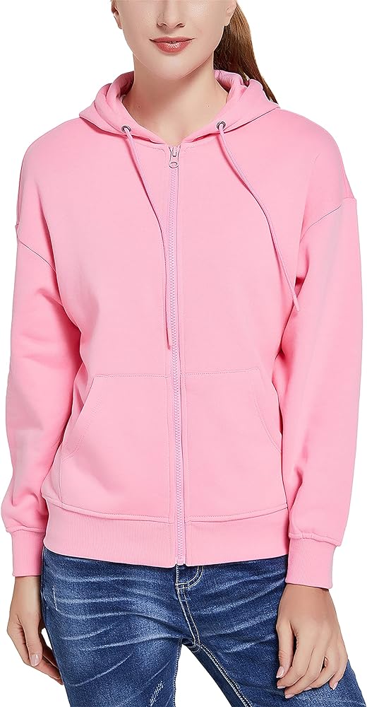 KOWSPORT Women's Zip Up Hoodie Soft Brushed Fleece Casual Hooded Sweatshirts for Women Size S-2XL