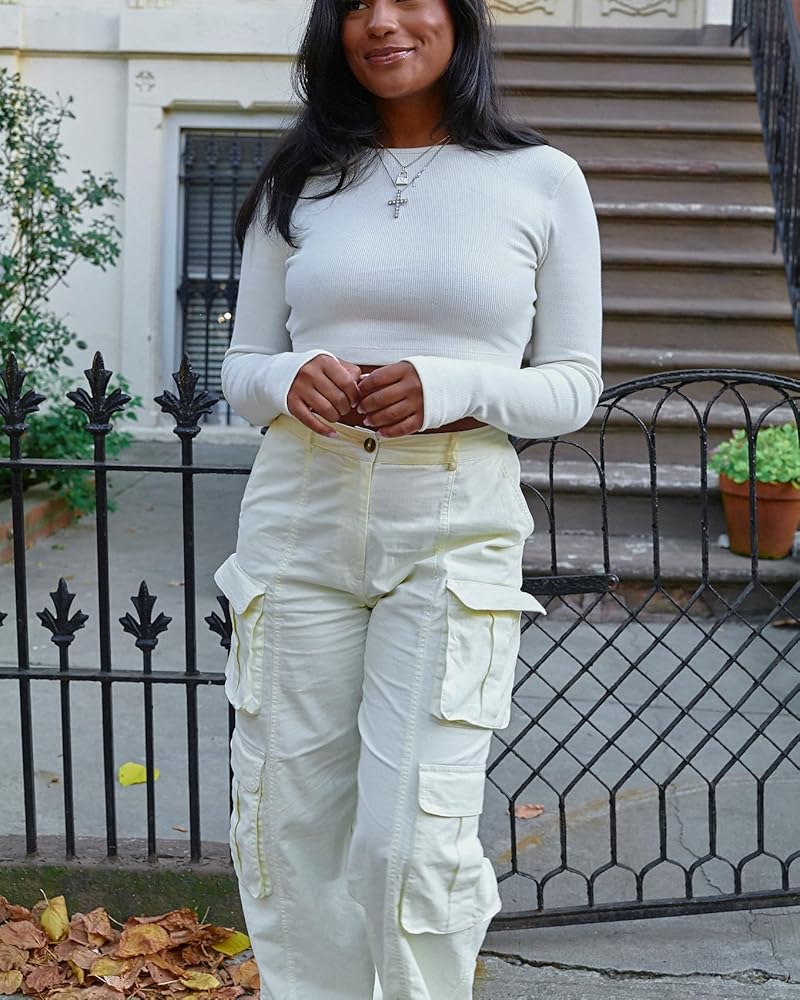 The Drop Women's Whisper White Cargo Pants by @monetmcmichael