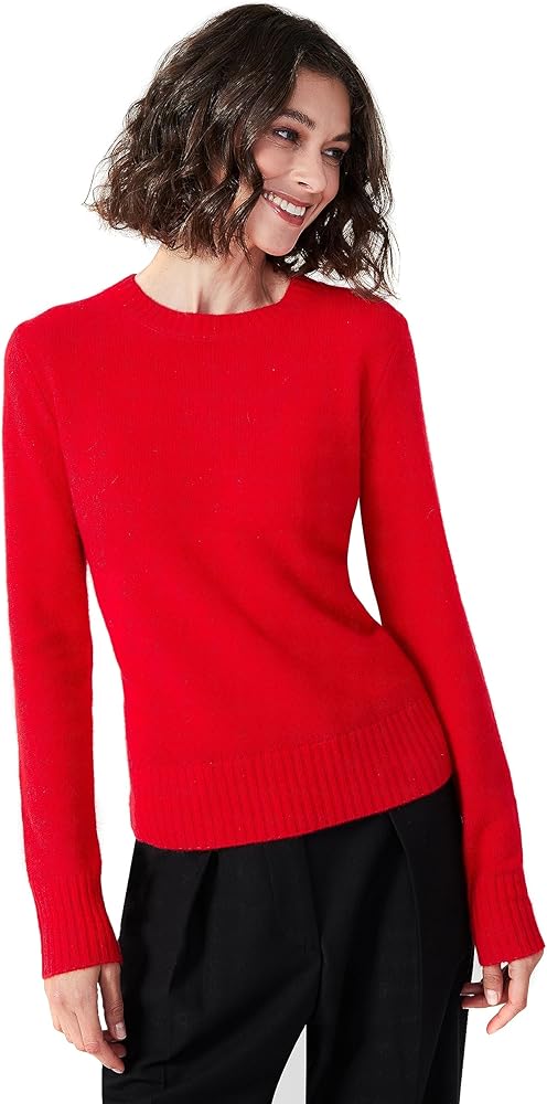 Women's 100% Pure Cashmere Long Sleeve Crew Neck Sweater - Soft, Warm, and Stylish Winter Knit Pullover