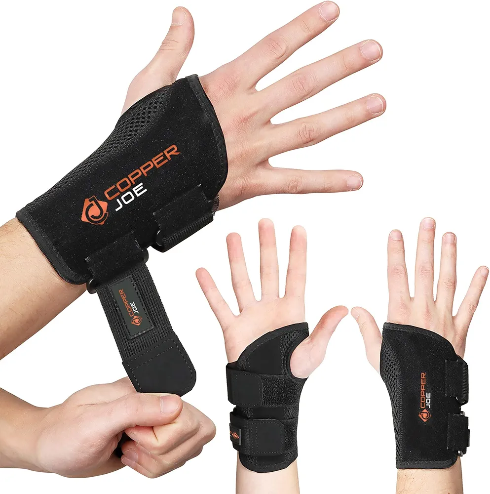 Copper Joe Carpal Tunnel Wrist Brace for Day and Night Support - Compression Wrist Sleeve For Arthritis, Tendonitis, RSI and Sprain - Adjustable Wrist Splint fit For Men and Women (Right Hand L/XL)