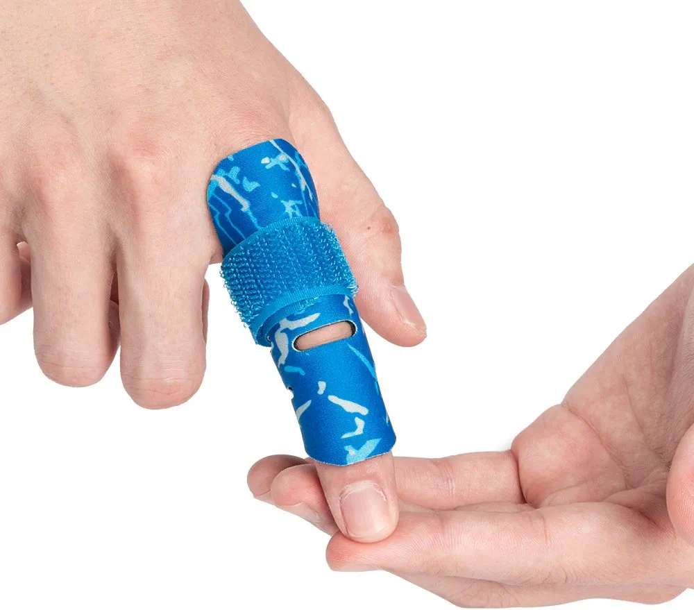 Kuangmi Finger Sleeve Support Protector Finger Splint Brace Use for Pain Relief and Preventing Sports Injuries（S/M, Blue