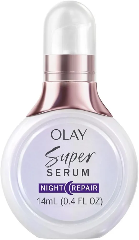 Olay Super Serum Night Repair Trial Size 5-in-1 Lightweight Skin Cell Renewing Face Serum, 0.4 fl oz, Wrinkle Correcting Skin Care Treatment with Salicylic Acid, Niacinamide, Lactic Acid, Glycerin